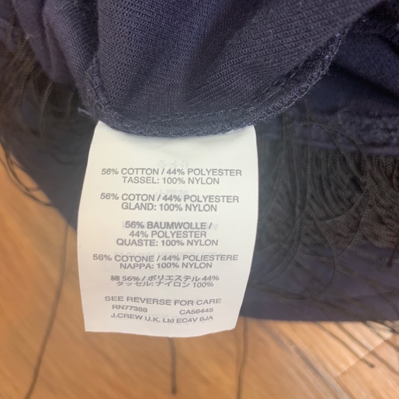 J. Crew Navy Blue Sweatshirt w/ Black Fringe - Picture 4 of 9
